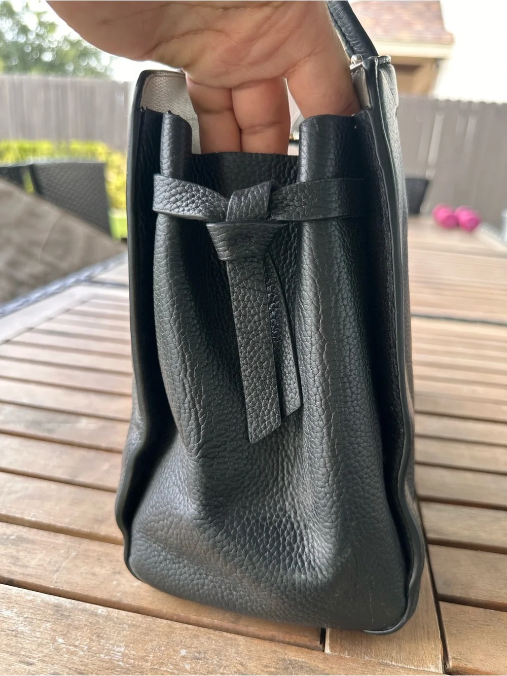 kate spade Black Pebbled Leather Satchel with Gold Logo
